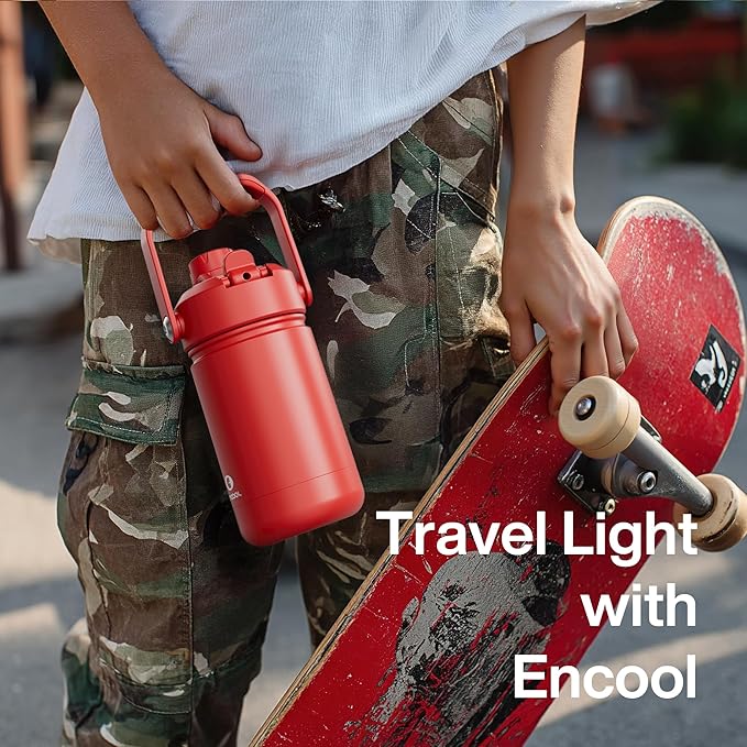 Kids Insualated Water Bottle with Straw - 12oz Stainless Steel Water Bottle with Dual Spouts, Leak-Proof, BPA-Free, Double Wall Vacuum Keeps Cold for 24 Hours for Sports, Travel, School (Brook Green)