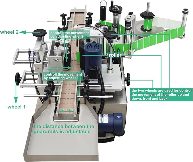 Automatic Round Bottle Labeling Machine Label Sticking Pasting Machine with Conveyor Bottle Diameter 0.78-4.72inch 360°Labeling