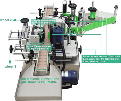 Automatic Round Bottle Labeling Machine Label Sticking Pasting Machine with Conveyor Bottle Diameter 0.78-4.72inch 360°Labeling