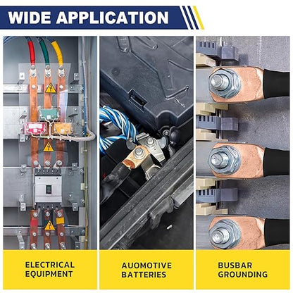 haisstronica 10pcs 1 AWG - 1/4" (M6) Battery Cable Lugs, Heavy Duty Copper Wire Lugs with 10pcs 3:1 Adhesive Heat Shrink Tubing, 1 Gauge Wire Connectors Battery Terminal Connectors, Battery Cable Ends