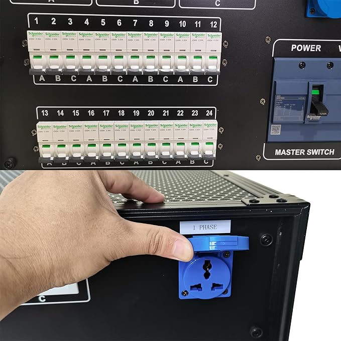 JUNMAN 24 Channel Powercon Power Distro Distributor Box for DJ Stage Lighting Party Event Show