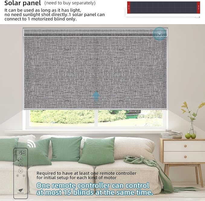 SmartWings Motorized Light Filtering Shades, Work with Matter Thread Homekit Z-Wave Alexa Google, 70% Blackout Shades Translucent, Cordless Blinds with Remote Control Rechargeable, Safari Midnight