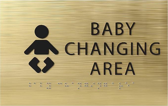 6" X4" Baby Changing Area Sign | Tactile Graphics Grade 2 Braille Text Baby Care Sign| ADA Compliant Wall Mount Plastic Restroom Sign for Hospital, Offices, Clinics and Apartments