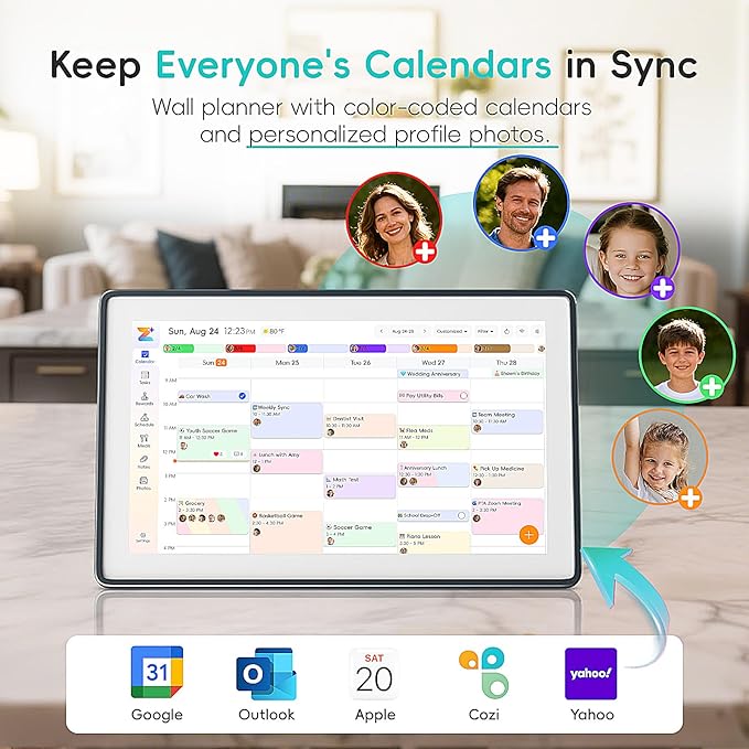 Westsee 15.6" Digital Wall Calendar Frame – Interactive Touchscreen Eletronic Calendars, Smart Family Planner for Schedule, Photo Display, Meals, Chore Chart & Tasks, Wall & Desk Mountable (Dark Gray)