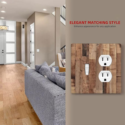 Wallplates Rustic Brown Wood Grain 1 Toggle 1 Duplex Switch Plate Electrical GFCI Faceplate Decorative Light Switch Covers for Farmhouse Kitchen Decor