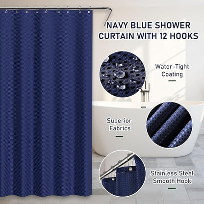 Bathroom Accessory Set - Bathroom Set, 27PC Bathroom Accessories Set, Navy Blue Bathroom Sets with Shower Curtain and Rugs, Mini Trash Can, Toilet Brush, Trash Can & Soap Dispenser