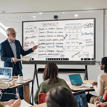 TIBURN R2 75" 4K UHD Smart Board | Smart Digital Whiteboard with TIBURN HQ Eyes S2, 4K Webcam Built-in Mic Auto Framing Auto Tracking