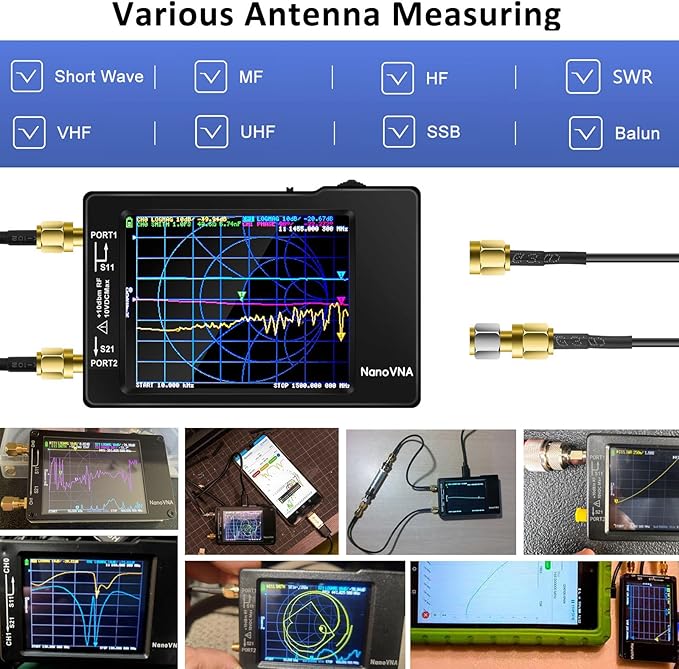 [Upgraded] AURSINC NanoVNA-H Vector Network Analyzer 10KHz -1.5GHz Latest HW V3.6 HF VHF UHF Antenna Analyzer, Measuring S Parameters, SWR, Phase, Delay, Smith Chart