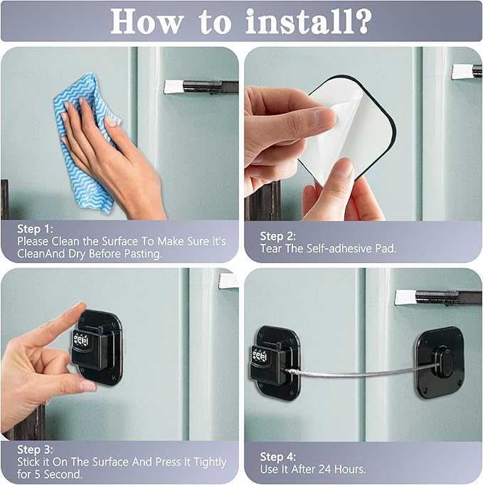 Refrigerator Lock - Heavy Duty Fridge & Freezer Safety Latch for Babies & Toddlers, Easy Install Kitchen Cabinet Lock (White, 2)
