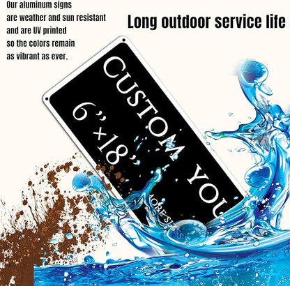 Custom Sign, street signs customized，Aluminum Weatherproof Metal Sign Multiple Sizes, delivery signs for home,Reflective doorplates,Business, Workplace, office, Home, Delivery Signs(6 * 18 Inch)