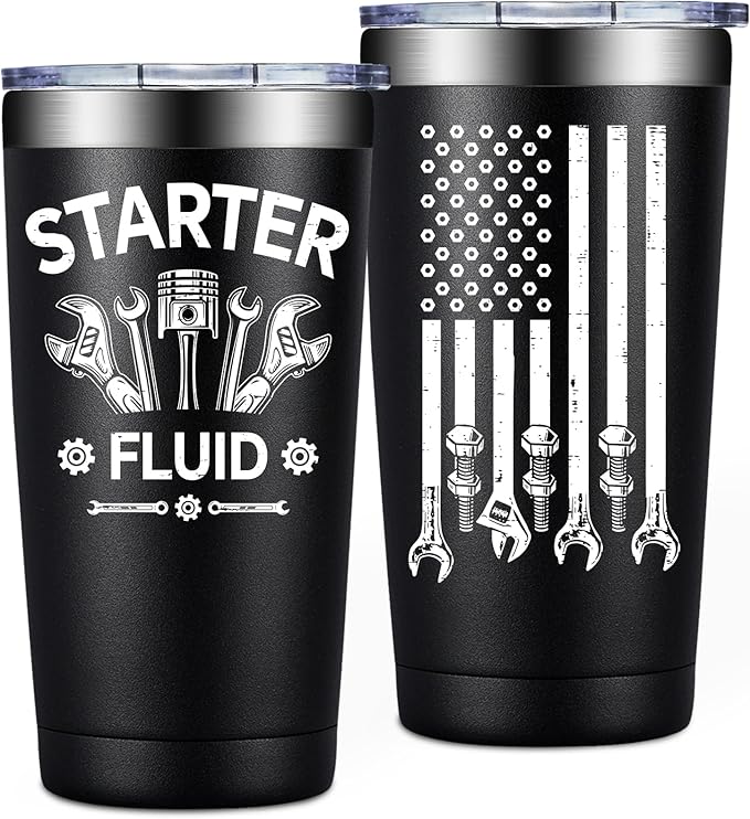 SpenMeta Mechanic Gifts - Mechanic Gifts for Men, Car Guy, Car Enthusiast - Christmas Birthday Fathers Day Gift for Mechanics - 20oz Starter Fluid Tumbler Cup