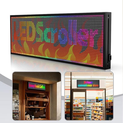 ‌Kochenkore P10 Programmable LED Sign, 51"x14" Scrolling Display, Waterproof Outdoor Digital Signage with WiFi Control, Indoor RGB Advertising Message Board for Business & Store Signs