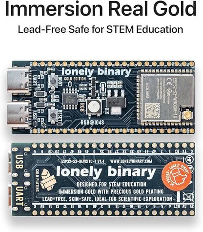 ESP32-S3 Development Board Gold Edition 16MB Flash 8MB PSRAM Dual USB-C IPEX Antenna WiFi Bluetooth for Arduino IoT Projects, MicroPython & ESP-IDF N16R8 (16MB +Antenna Gold Edition)