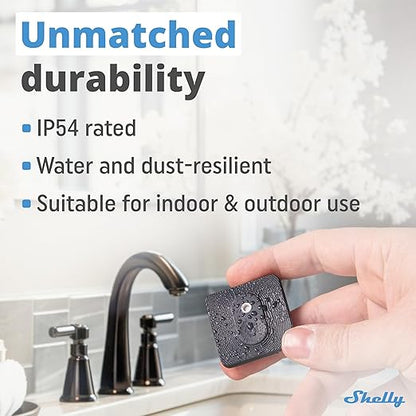 Shelly Bluetooth Smart Temperature & Humidity Sensor with Remote App Control & Monitoring, Home Assistant, Alexa, Google Home, Smart Scenes, IP54, Notification Alerts, Blu H&T Black