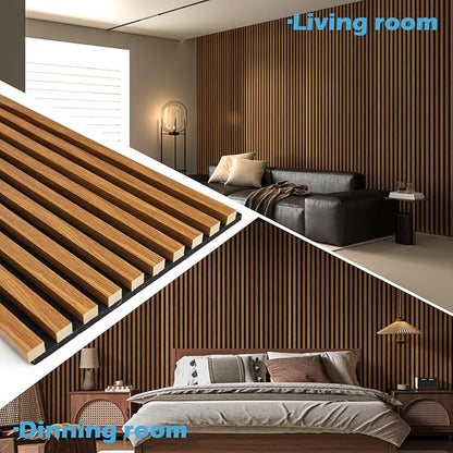 Art3d 2-Pack 48" x 24" Acoustic Wood Panels for Wall, Soundproof Wood Slat Panel for Wall and Ceiling, 3D Fluted Sound Absorbing Paneling for Interior Wall Decor, Living Room, Bedroom - Teak