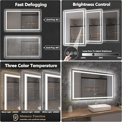 LED Bathroom Mirror with Lights, Wall Mirrors