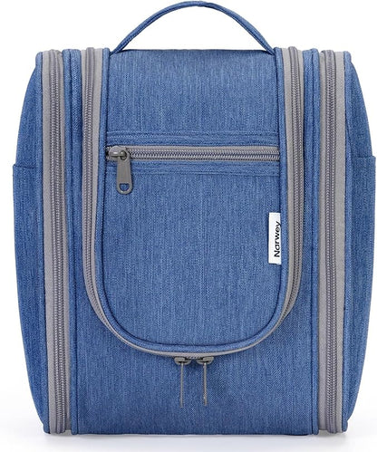 Narwey Small Hanging Travel Toiletry Bag Cosmetic Make up Organizer for Women and Men (Medium, Navy Blue)