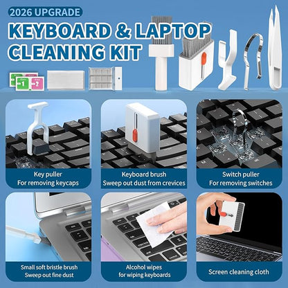 2026 Upgrade Phone Cleaning Kit 47PCS, iPhone Cleaning Kit, Airbud AirPods Cleaning Kit, Keyboard Cleaning Kit, Charging Port Cleaner for Apple Lightning/Android USB-C (White)