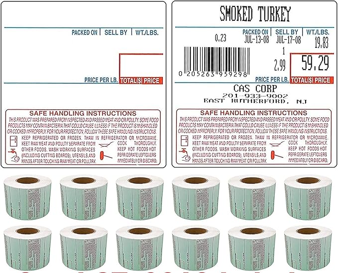 VisionTechShop LST-8040 Printing Scale Label, 58 x 60 mm, UPC/Safe Handling - CASE of 12 Rolls