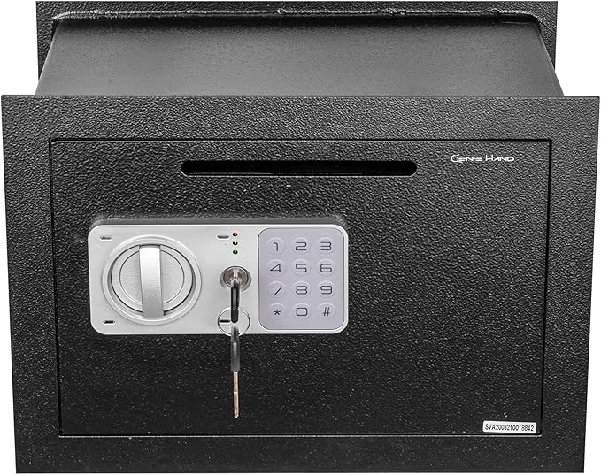 Genie Hand – Time Delay Safe, Anti Robbery Safe Box, Timed Controlled Opening – B-Class Lock – Anti Bounce Technology (Wall – Medium – Depository)
