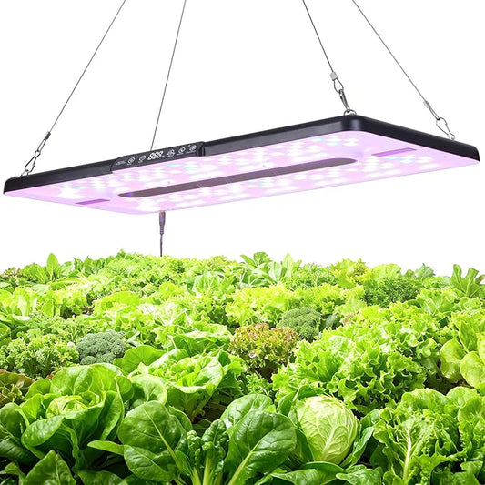 22" x 10" Grow Lights for Indoor Plants and Vegetables, Full Spectrum LED Growing Lamp for Indoor Garden Greenhouse - Features Two Smart Light Mode, 12~23H Timer - 1 Pack (1 Pack Black)