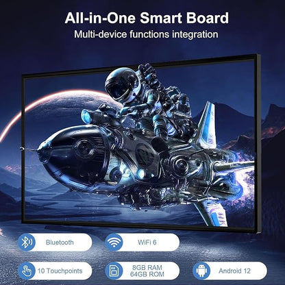 49" FHD Smart Board | Interactive Digital Whiteboard for Classroom, Office & Home | 8GB+64GB, Wireless Screen Mirroring from Android 12, Advanced Touch Annotation, Live Streaming (Board Only)
