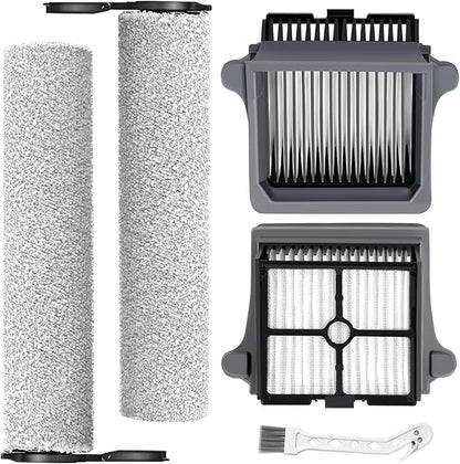 Only Floor ONE S7 Steam Roller Brush Replacement and Vacuum Filter Kit Compatible with Tineco Floor ONE S7 Steam Cordless Wet Dry Vacuum Replacement Parts,2 Roller Brushes,2 Filters,1 Cleaner Brush
