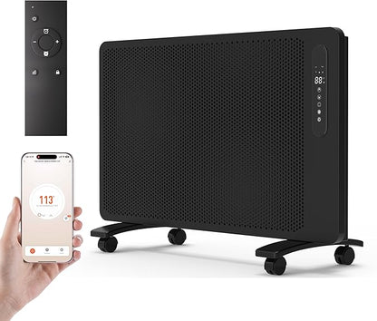 Energy Efficient Mica Infrared Space Heater for Large Room Indoor Use, Smart WiFi Wall Mounted or Portable Panel Heater, Fast Heating, Quiet, White