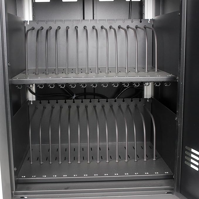 Laptop Charging Cart, 31+4 Charging Ports Laptop Storage Cart, 35-Bay Mobile Charging Cabinet for iPads up to 16.3", Chromebook Devices, Cord Management, Access Lock.School,Business.Black