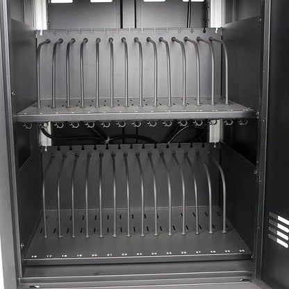 Laptop Charging Cart, 31+4 Charging Ports Laptop Storage Cart, 35-Bay Mobile Charging Cabinet for iPads up to 16.3", Chromebook Devices, Cord Management, Access Lock.School,Business.Black