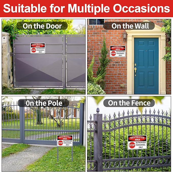 (2 Pack) Restricted Area Sign, Authorized Personnel Only Do Not Enter signs, 10 x 7 Inches Aluminum UV Protected Weatherproof and Easy to Install