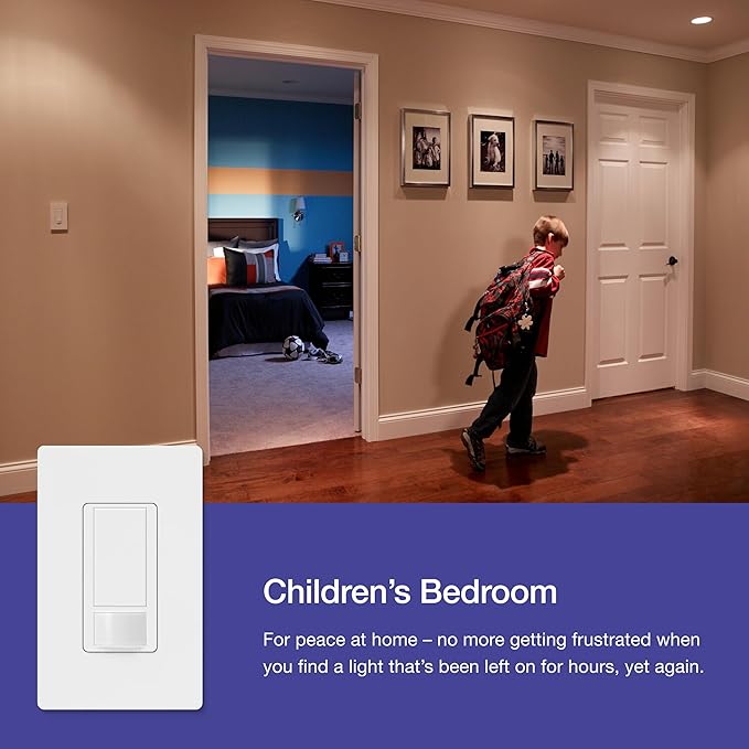 Lutron Maestro Motion Sensor Light Switch Indoor for Bathroom, Garage, Laundry Room, Closet, Occupancy Sensor Light Switch, Single-Pole, No Neutral, MS-OPS5M-WH