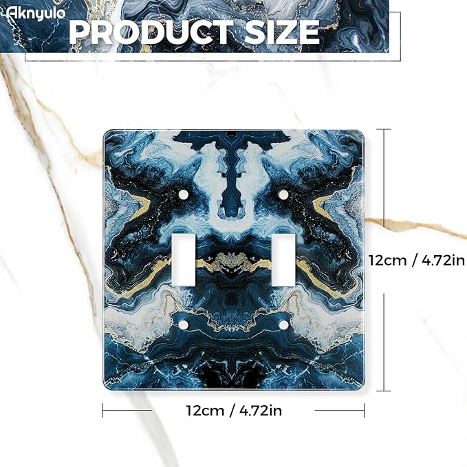 Luxurious Blue and Gold Marble Wall Plate Acrylic Double Hole Outlet Light Switch Plate Outlet Acrylic Covers Light Switch Cover
