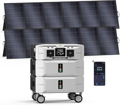 IEE 5120Wh Portable Power Station SP5000 with 2x500W Solar Panel, 120/240V 5000W(Peak 9000W) AC Output Solar Generator, Expandable Capacity, LFP Battery Generator for Home Use, Power Outages, RVs