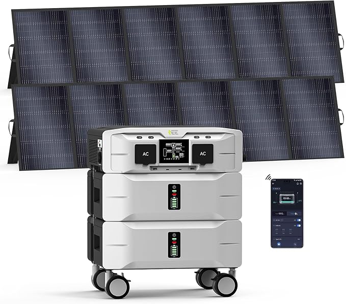 IEE 5120Wh Portable Power Station SP5000 with 2×500W Solar Panel, 120/240V 5000W(Peak 9000W) AC Output Solar Generator, Expandable Capacity, LFP Battery Generator for Home Use, Power Outages, RVs