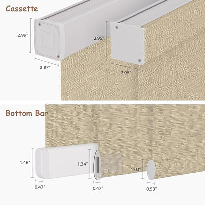 Motorized Roller Blinds with Remote, 100% Blackout Automatic Roller Shades for Bedroom, Bathroom, and Living Room, Customized Size, Golden Autumn Beige