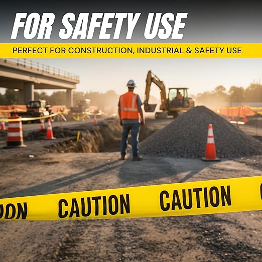 Caution Tape 3 Pack 3 inch x 1000 feet, Bright Yellow w/Bold Black Text, 3" Wide for Maximum Readability Strongest & Thickest Tape for Danger/Hazardous Areas