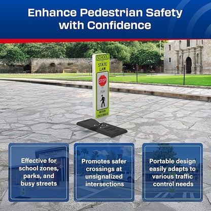 Impact Recovery - In-Street Pedestrian Crossing Signs - Street Sign - Road Sign - Pedestrian Safety Signs - School Stop with Portable Base