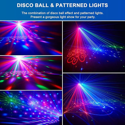 7 in 1 Dj Disco Ball Party Lights with DMX512 and Sound Activated LED Strobe Stage Lighting Show for Parties Indoor Dance Dj Party Karaoke Bars Clubs Christmas Halloween Decorations