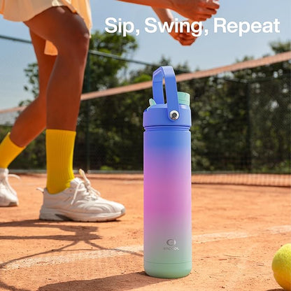 ENCOOL Insulated Water Bottle with Straw Stainless Steel Water Bottle, Leak-Proof, BPA-Free, Double Wall Vacuum Keeps Cold for 24 Hours for Sports, Travel, School (18 oz, Frosted Lilac)