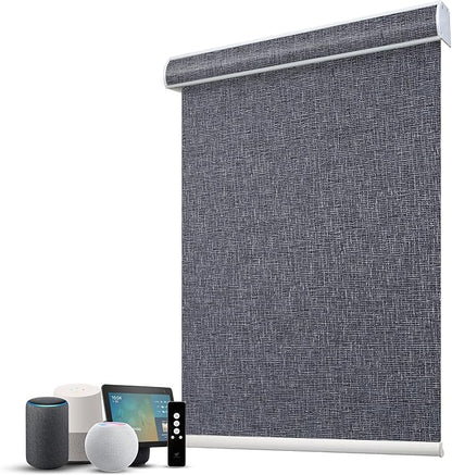 SmartWings Motorized 100% Blackout Shades Blinds, Custom Size, Cordless Window Shades Rechargeable Battery, Work with Matter/Apple HomeKit, Alexa, Thread/Zigbee, Remote Optional, Eclipse Charcoal