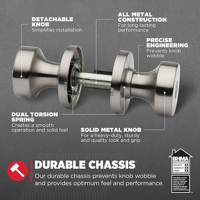 Kwikset Pismo Keyed Entry Door Handle with Lock and Key, Round Secure Keyed Reversible Lever Exterior, Door Lock, Front Entrance and Bedrooms, Gunmetal, Pick Resistant Smartkey Rekey Security