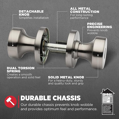 Kwikset Pismo Keyed Entry Door Handle with Lock and Key, Round Secure Keyed Reversible Lever Exterior, Door Lock, Front Entrance and Bedrooms, Gunmetal, Pick Resistant Smartkey Rekey Security
