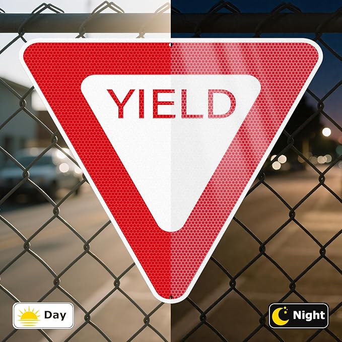 Yield Sign 30 × 30 Inch Engineer Grade Reflective Aluminum Waterproof Fade-Resistant Red Yield Safety Sign with Pre-Drilled Holes for Road Driveway Street