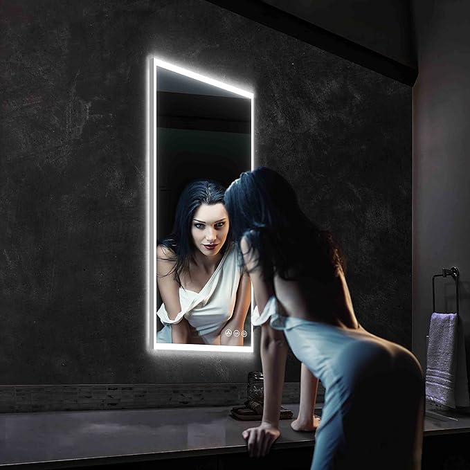 Blossom 21x36 LED Mirror for Bathroom | Backlit LED Vanity Mirror with Anti-Fog, Stepless Dimmable, 3 Color Temperature | Lighted Mirrors for Bathroom Wall | Smart Vanity Makeup Mirror with Lights