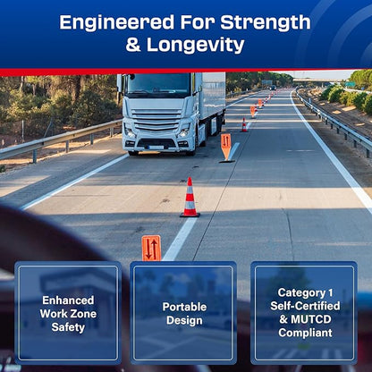 Impact Recovery - Work Zone Opposing Traffic Lane Divider - Road Signs for Work Zone Safety - Arrow Sign - Construction Safety - Traffic Control Street Signs