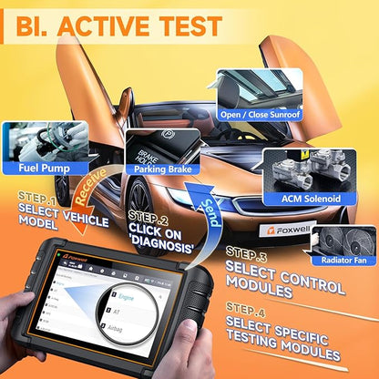 FOXWELL Car Scanner NT809BT, All System OBD2 Scanner Diagnostic Tool with 30 Maintenances, Wireless Bidirectional Scan Tool, Professional Car Diagnostic Scanner for All Vehicles, 3 Years Free Update