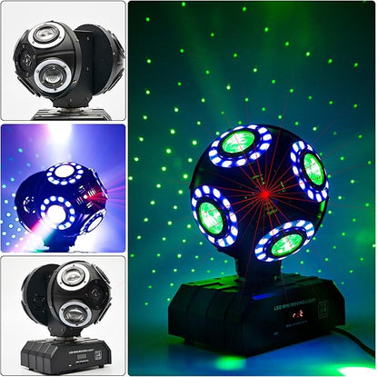 LED Moving Head DJ Light Rotating Beam Stage Lights Pin Spotlight Event Sound Control Dmx512 Disco Lighting KTV Disco Party Wedding Concert Festivals… (2Head DJ Light)