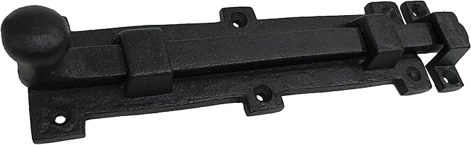 Antique style 8" Black Wrought Iron - Slide Door Bolt Latch - vintage iron - Decorative style 8 in door latch DS-04 (1)