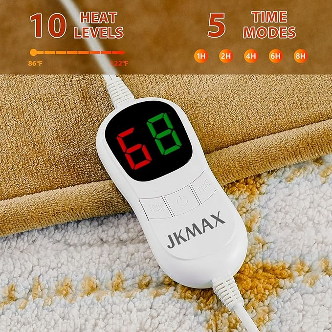 Heated Electric Blanket Full Size - 72"x84" Flannel Heating Blanket with 10 Heating Levels & 5 Time Settings Over-Heat Protection, Winter Warmer for Adults with ETL Certification（Ivory）